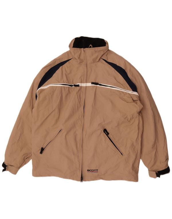 Scott Chaqueta impermeable holgada para hombre UK 40 Large Beige Colorblock Nylon