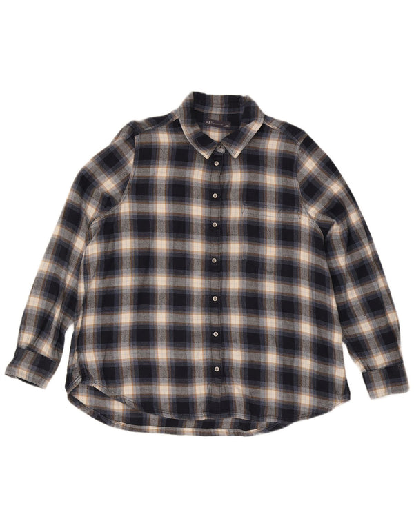 Marks & Spencer Camisa de franela para mujer UK 46 Grande Azul marino Cuadros Algodón