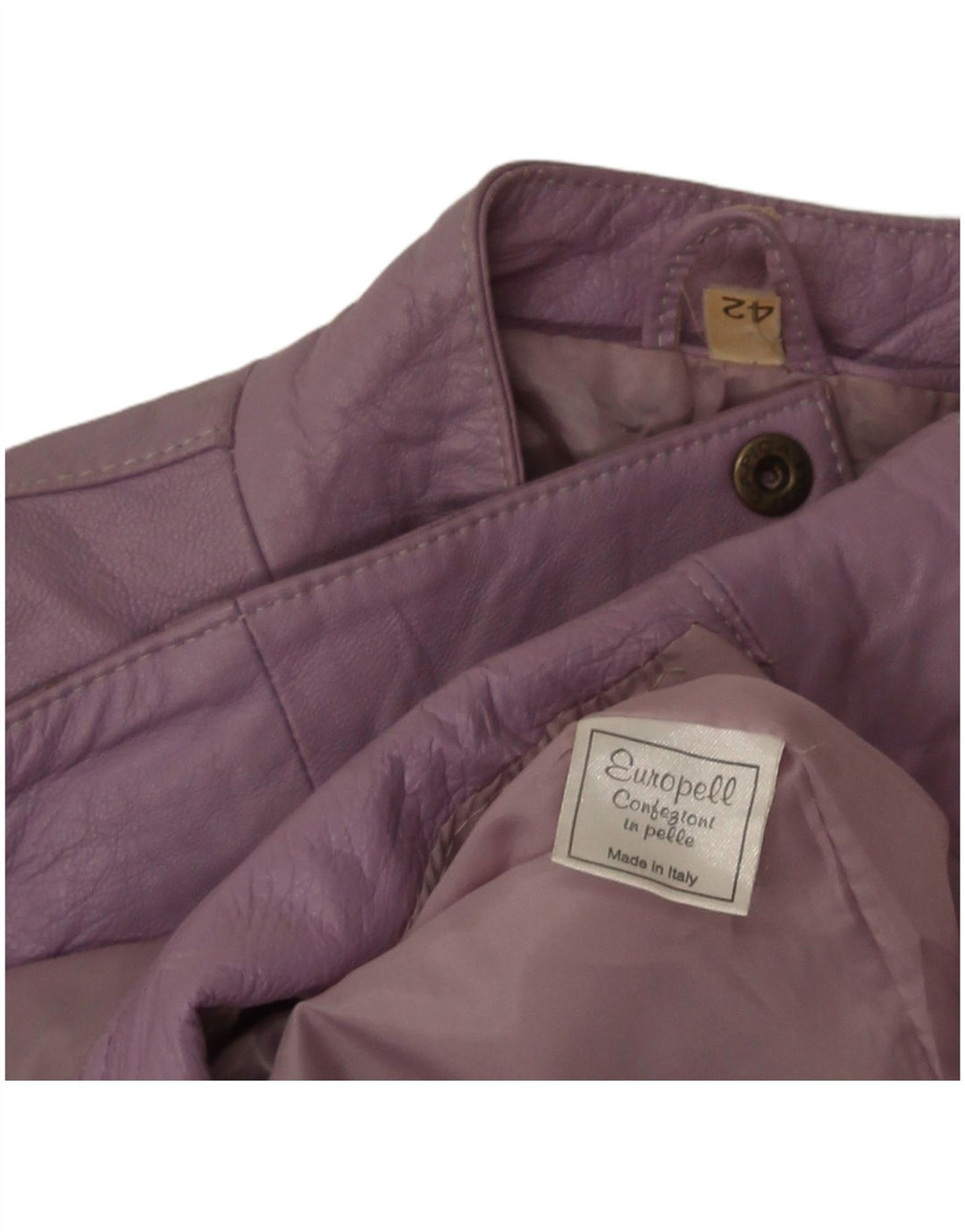 Vintage mujer bombardero chaqueta de cuero IT 42 cuero púrpura medio