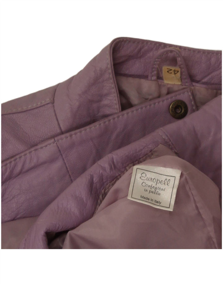 Vintage mujer bombardero chaqueta de cuero IT 42 cuero púrpura medio