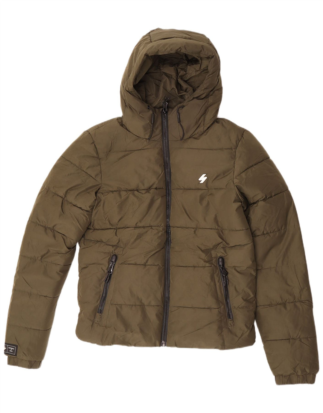 Superdry Chaqueta acolchada con capucha para hombre UK 36 Small Caqui Poliéster