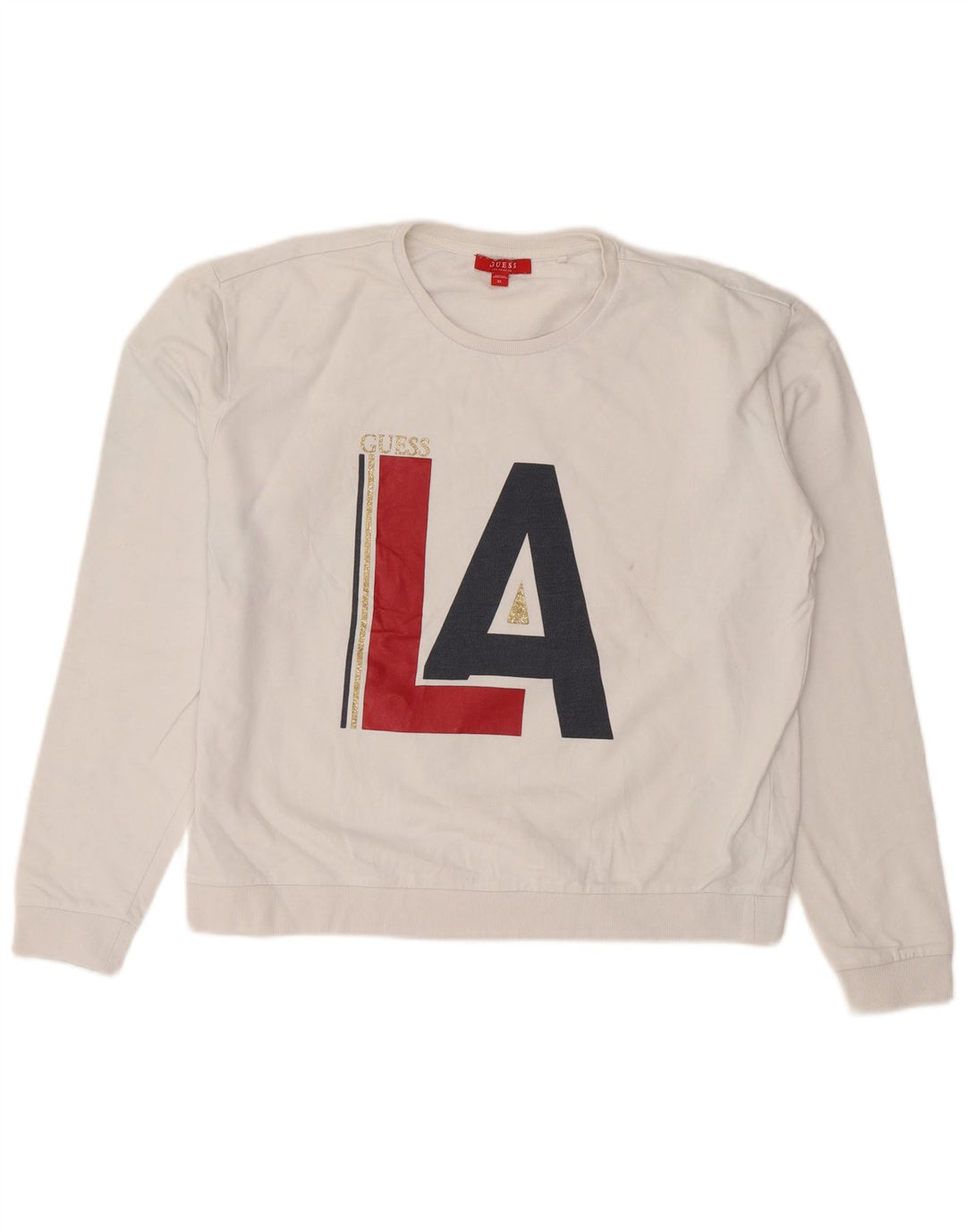 Guess Sudadera gráfica para mujer Jumper UK 46 Large White Cotton