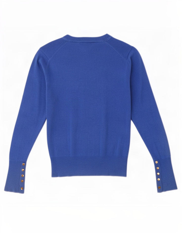 Zara - Jersey con cuello barco para mujer, talla 40, viscosa azul medio