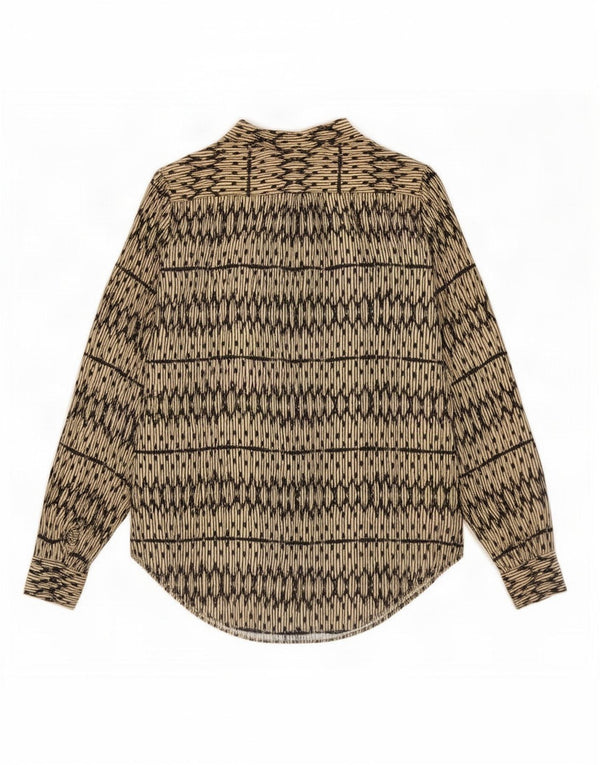 Coveri Blusa extragrande de manga larga para mujer UK 10 Small Beige Geométrico