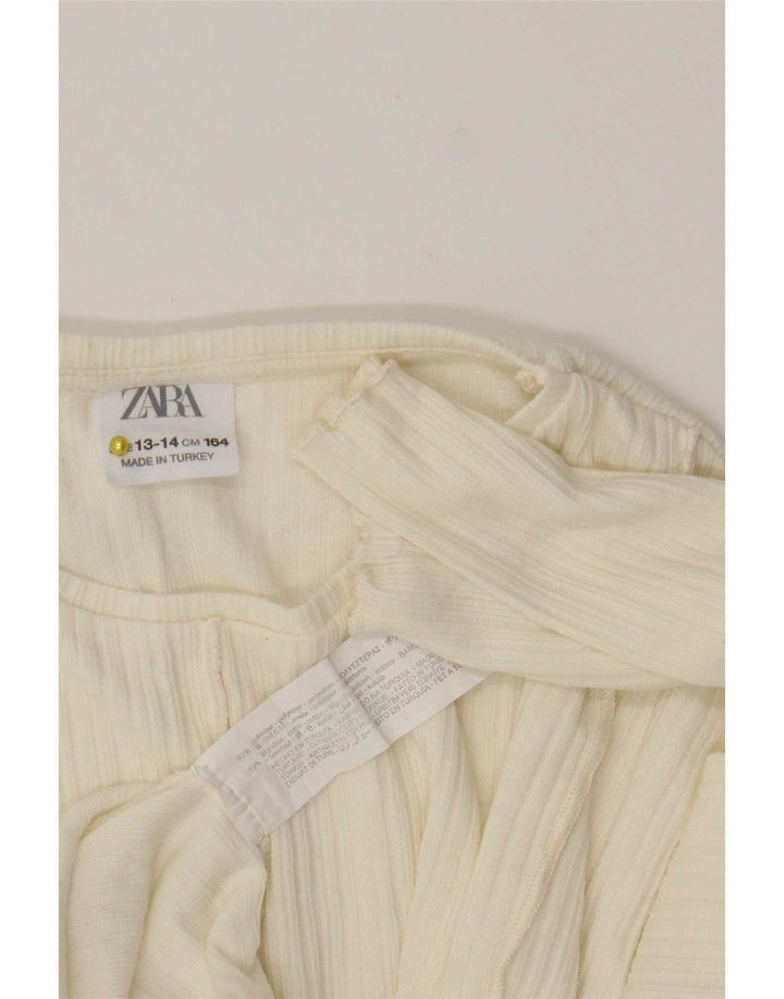 Zara Top Niña Manga Larga 13-14 Años Blanco Poliéster