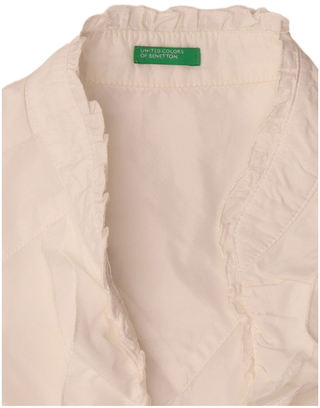 Benetton Blusa Sin Mangas Con Volantes En La Parte Delantera Para Mujer UK 44 Medium White