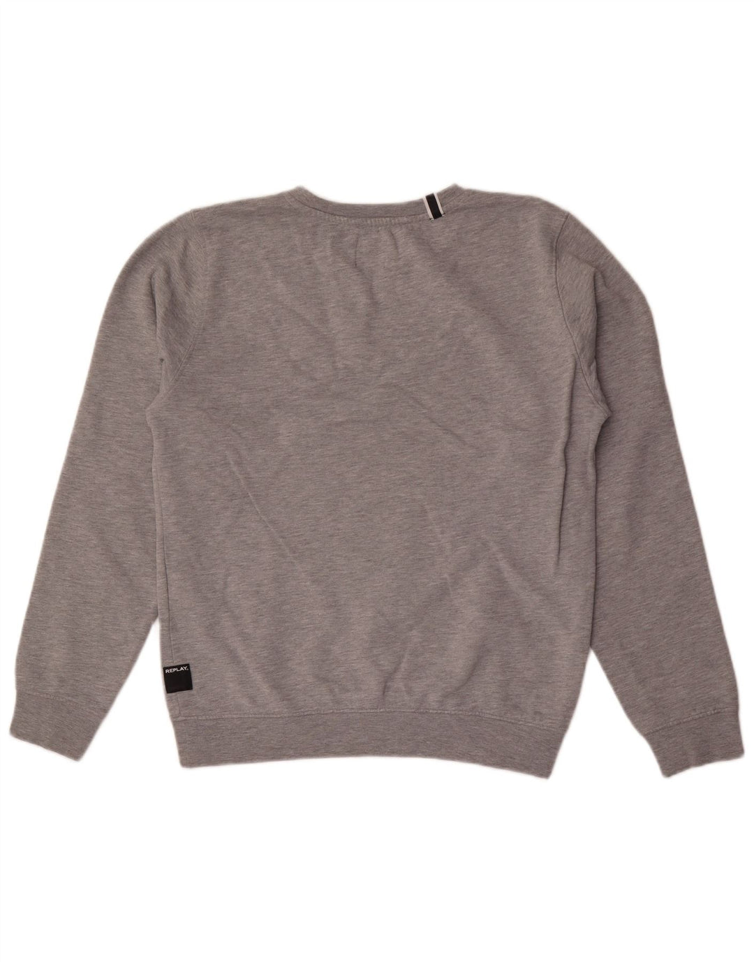 Replay Hombre Sudadera Gráfica Jersey De Algodón Moteado Gris Medio