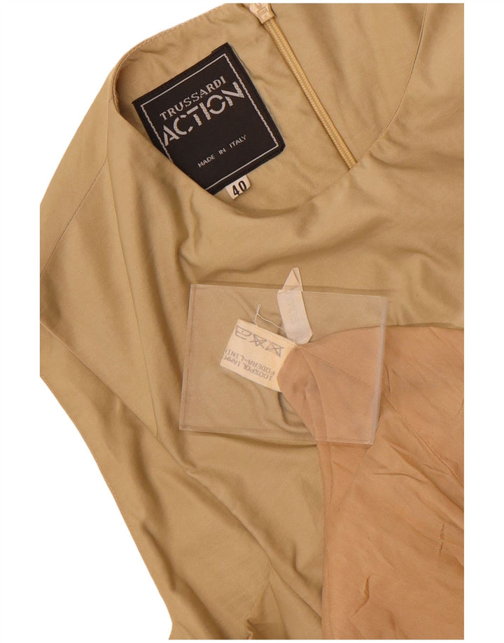 Trussardi Vestido Vaina Sin Mangas IT 40 Small Beige Poliamida
