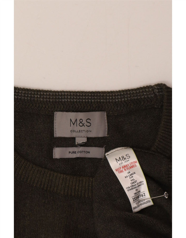 Marks & Spencer - Jersey de cuello redondo para hombre, talla 2XL, algodón verde