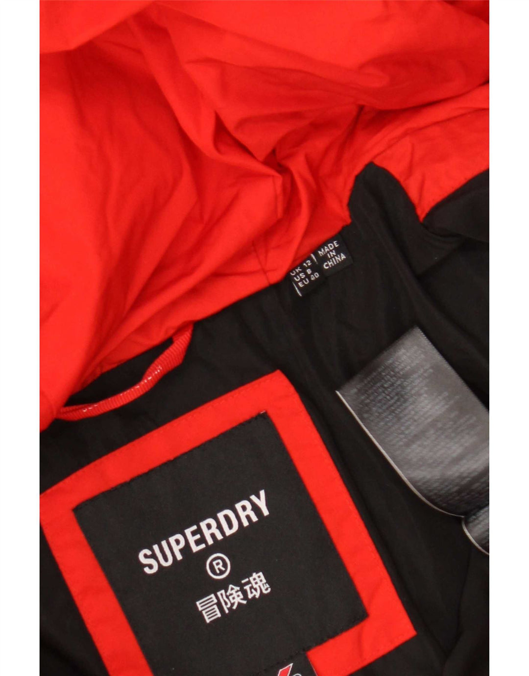 Superdry Chaqueta Acolchada Con Capucha Para Mujer UK 42 Poliéster Rojo Mediano