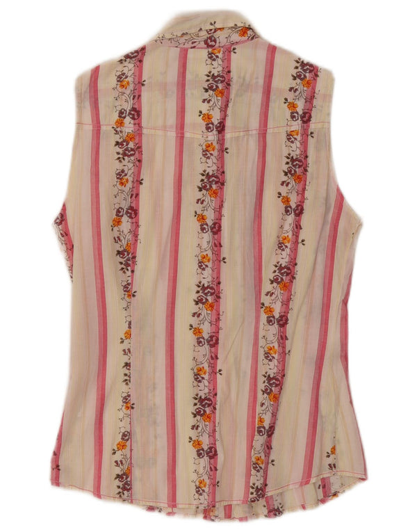Think Pink Camisa sin mangas para mujer UK 44 Medium White Floral