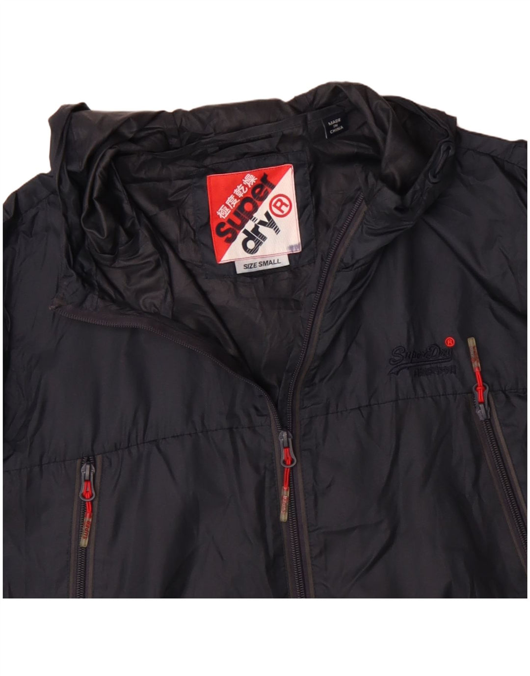 SUPERDRY Chaqueta impermeable con capucha para hombre UK 36 Small Azul marino