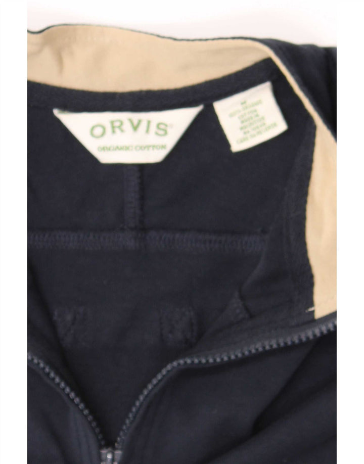 Orvis Camiseta con cremallera de 1/4 para hombre Top Medium Azul marino Algodón