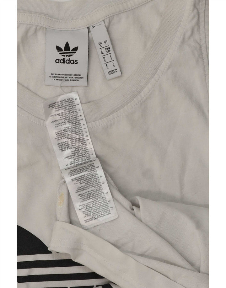 Adidas Mujer Gráfico Chaleco Top UK 10 Pequeño Algodón Blanco