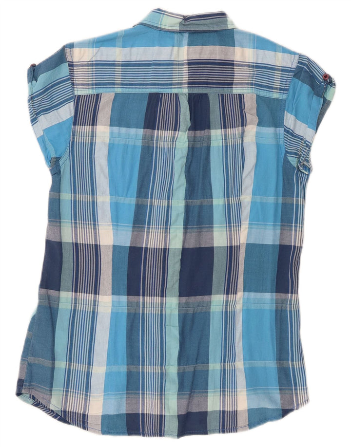 Lee Camisa de manga corta para mujer UK 42 Algodón a cuadros azul mediano