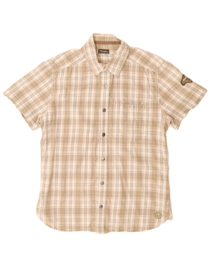 Wrangler Camisa De Manga Corta Para Hombre Algodón A Cuadros Beige Grande