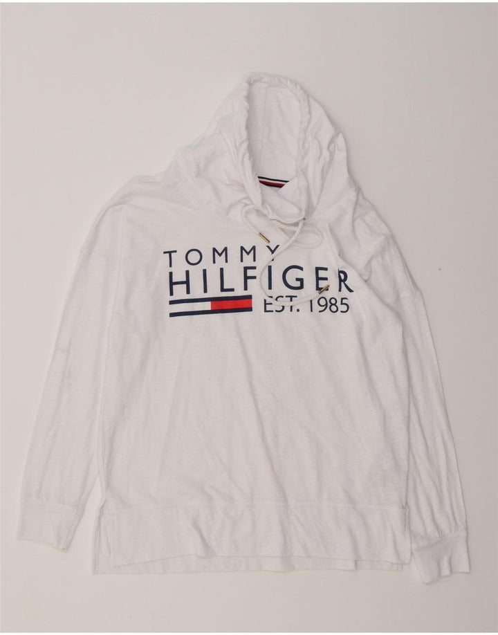 TOMMY HILFIGER Top gráfico extragrande de manga larga para mujer UK 10 Small White