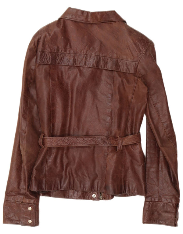 Lavorazione Artigianale Chaqueta de cuero para mujer UK 10 Small Brown