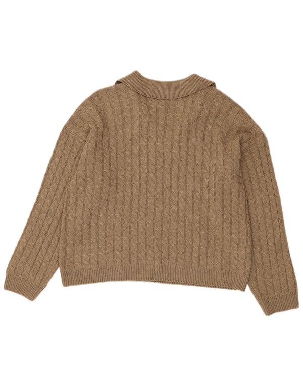 Crew Clothing - Jersey de cuello polo para mujer, talla 40, talla grande, acrílico beige