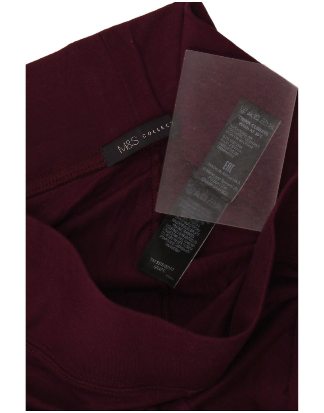 Marks & Spencer Leggings para mujer UK 10 Small Borgoña Viscosa