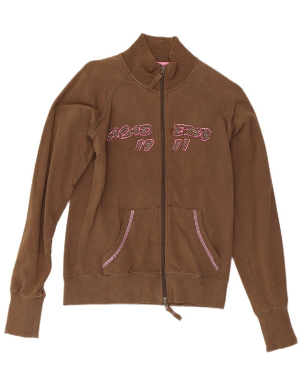 Fila Mujer Graphic Chándal Top Chaqueta UK 10 Small Caqui Algodón