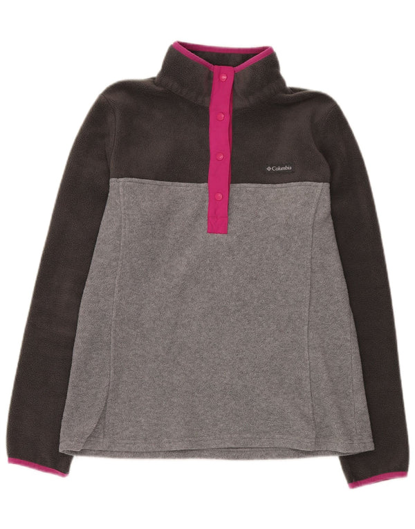 COLUMBIA Jersey polar con cuello de botón para mujer UK 44 Gris medio Colorblock