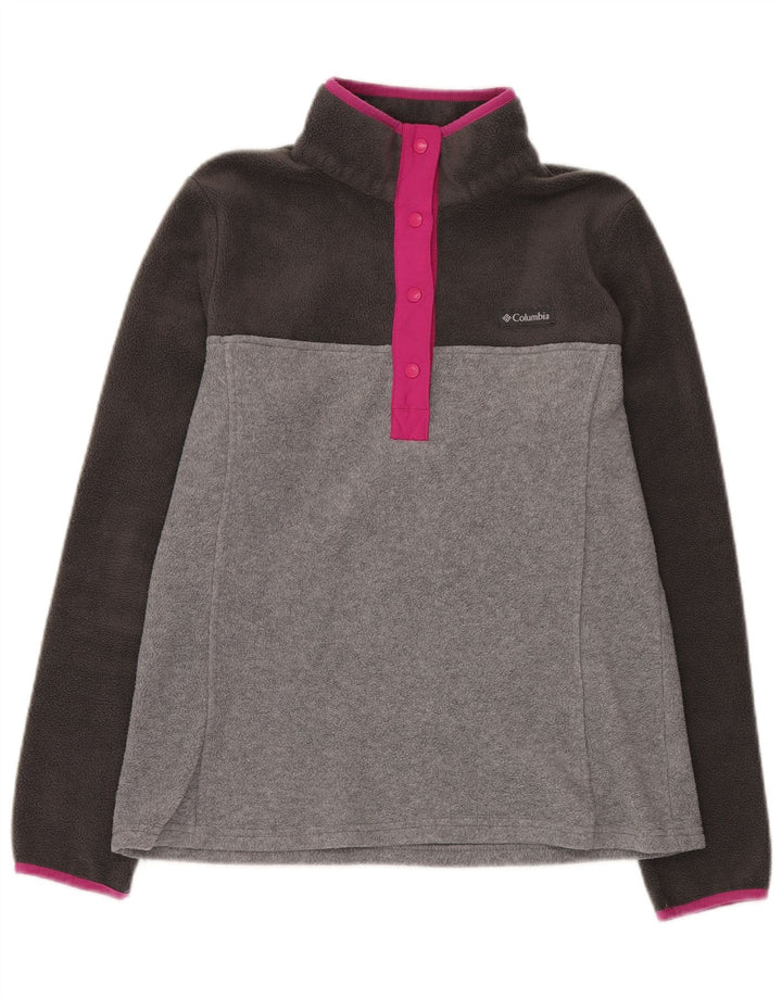 COLUMBIA Jersey polar con cuello de botón para mujer UK 44 Gris medio Colorblock