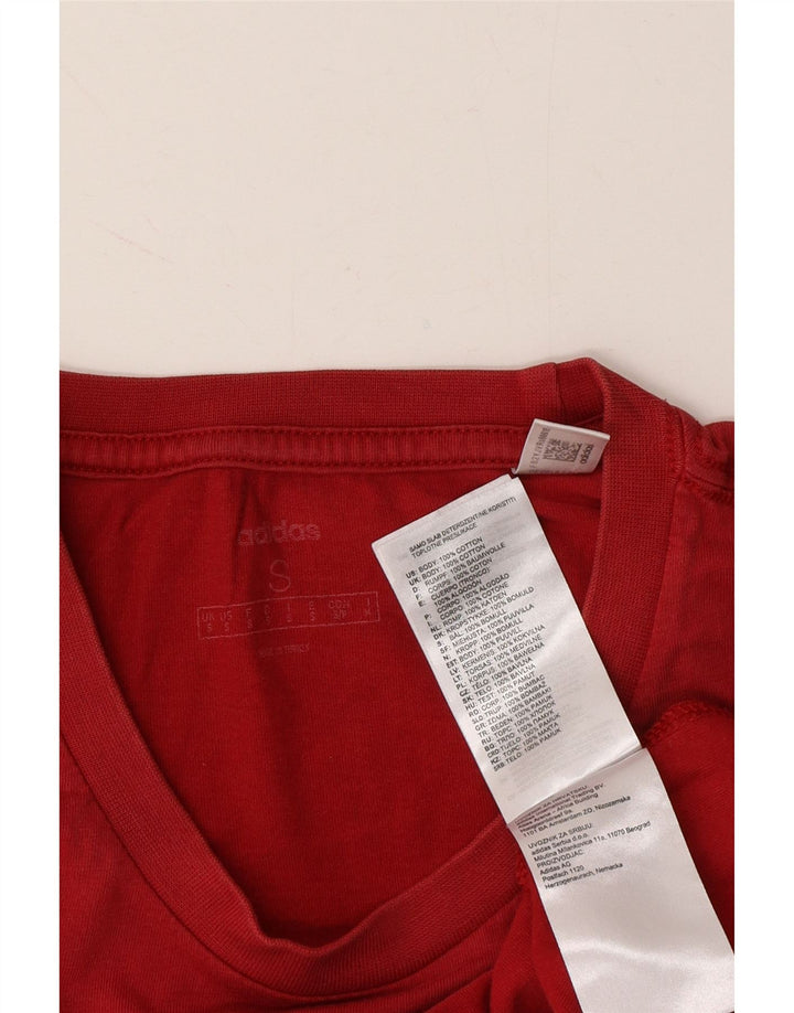 ADIDAS Mens Graphic T-Shirt Top Small Red Cotton Vintage Adidas and Second-Hand Adidas from Messina Hembry 