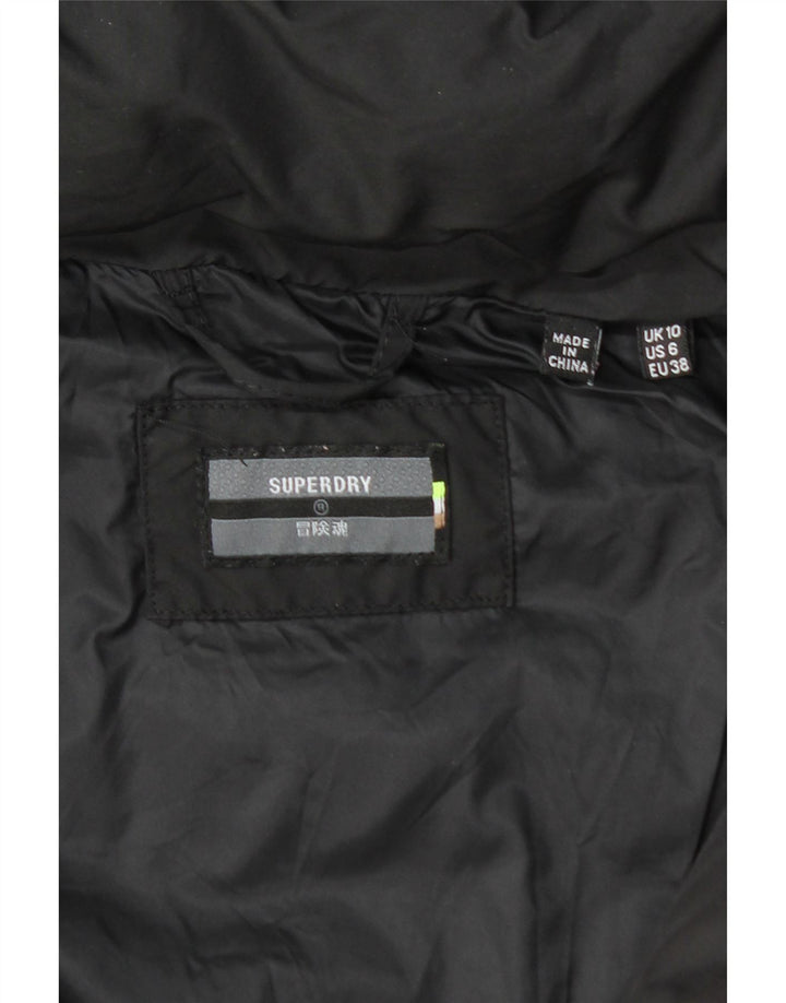 SUPERDRY Abrigo acolchado con capucha para mujer UK 40 Small Poliéster negro