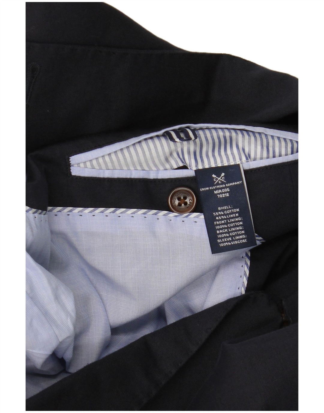CREW CLOTHING Mens 2 Button Blazer Jacket UK 40 Large Navy Blue Cotton
