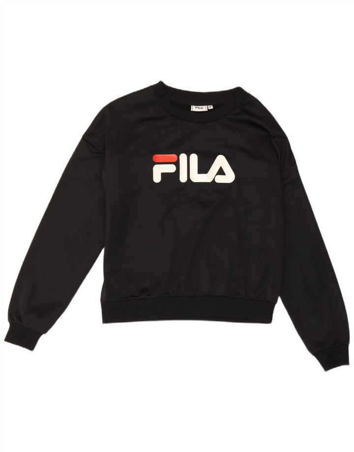 Fila Sudadera gráfica para mujer Jumper UK 14 Mediano Negro Poliéster