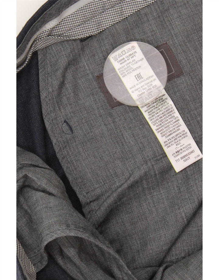 Marks & Spencer Pantalones de traje a medida para hombre W42 L31 Azul marino a cuadros
