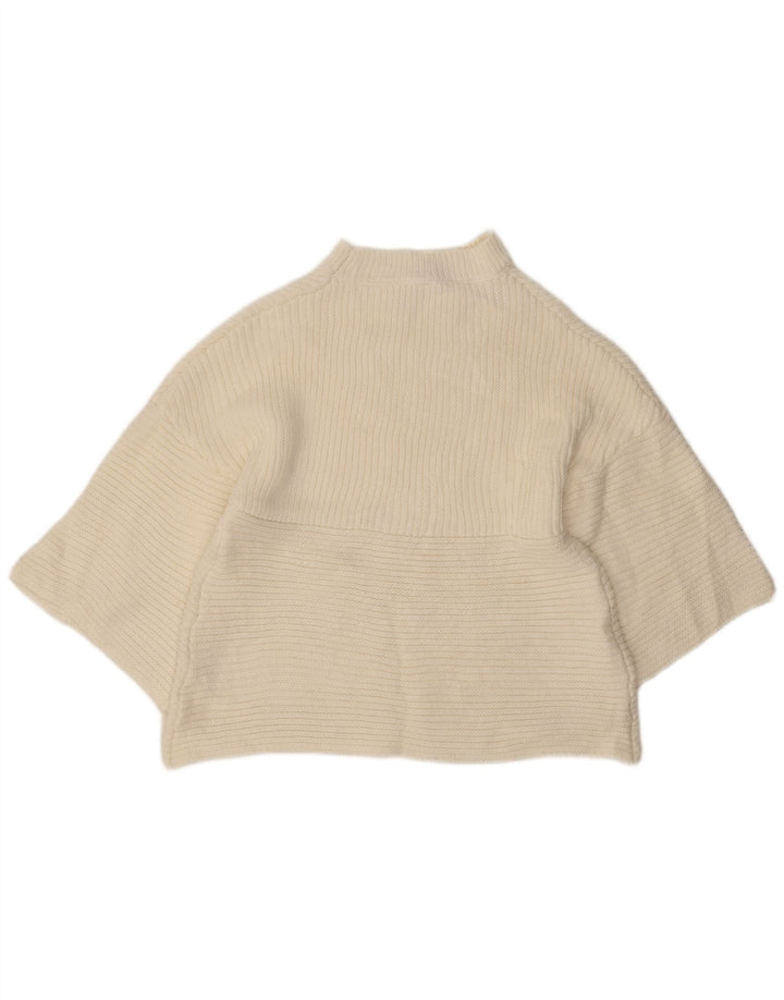 Cooper Suéter tipo jersey con cuello alto y manga 3/4 para mujer UK 8 Small White