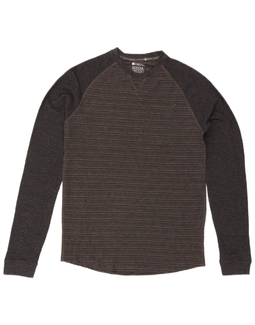 Camiseta para hombre de Mountain Warehouse de manga larga de algodón a rayas gris medio