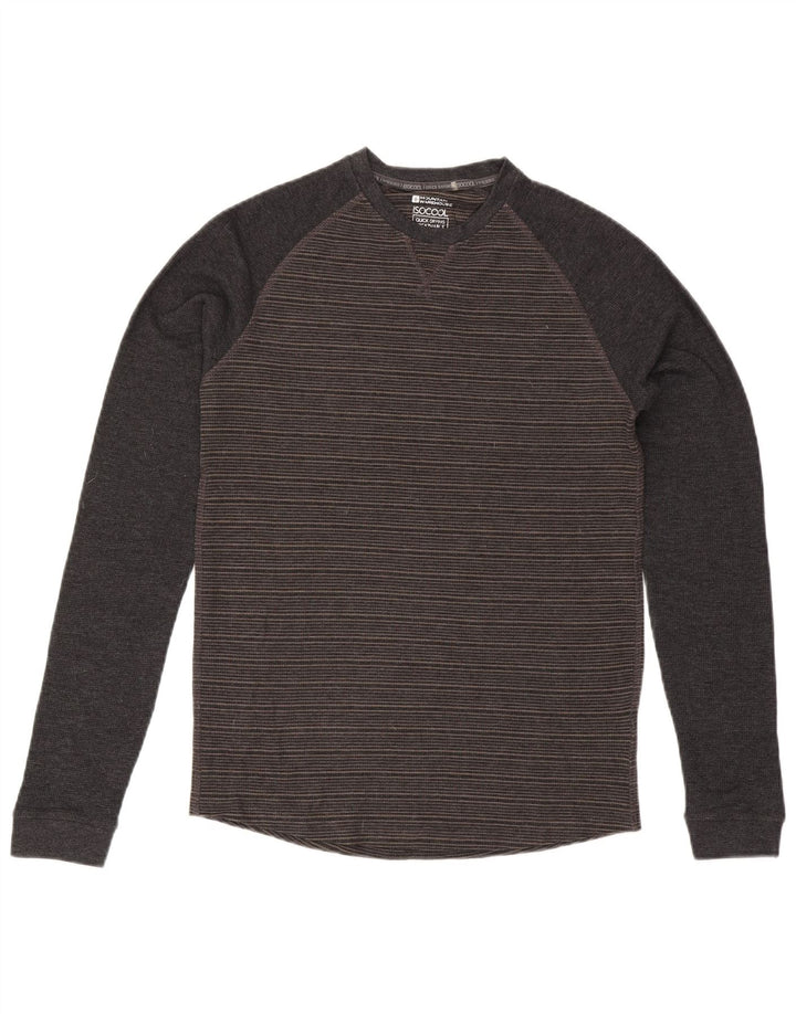 Camiseta para hombre de Mountain Warehouse de manga larga de algodón a rayas gris medio