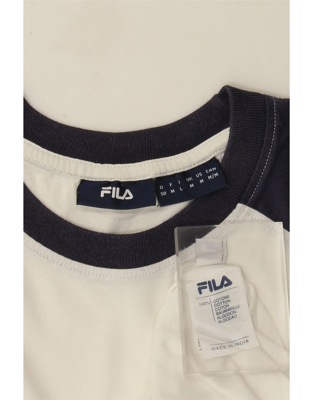 Fila Camiseta gráfica para hombre Top Medium White Colourblock Cotton