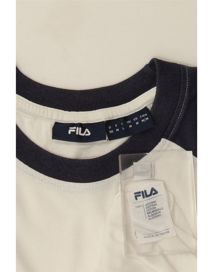 Fila Camiseta gráfica para hombre Top Medium White Colourblock Cotton