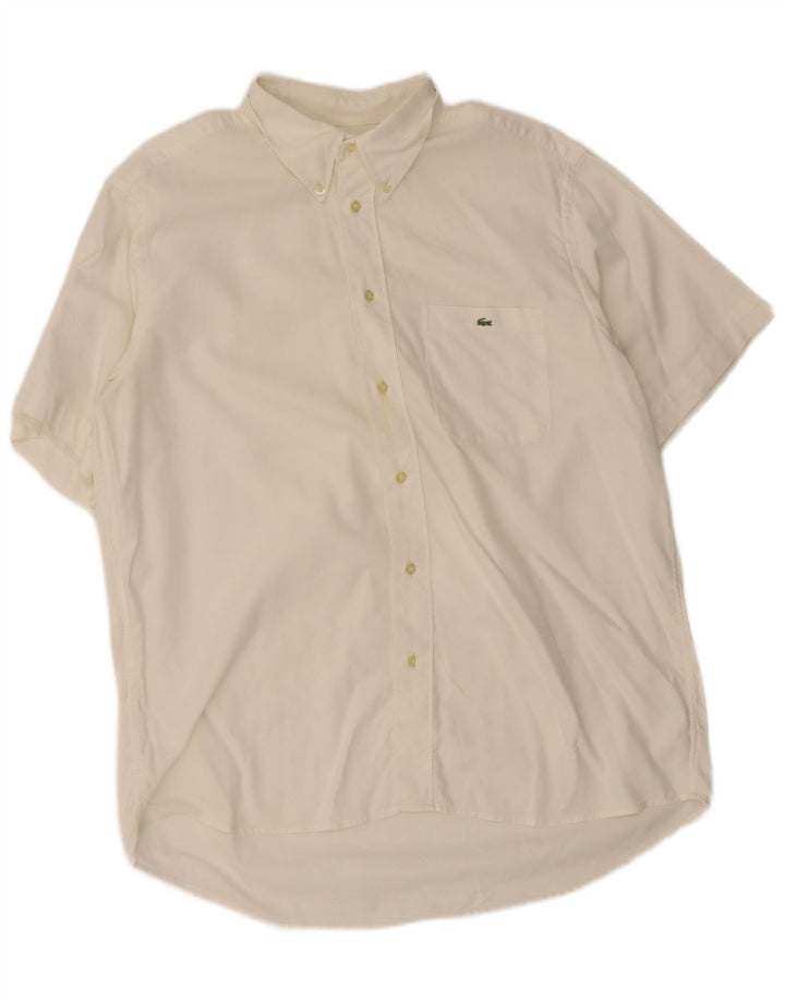 Camisa Lacoste Hombre Manga Corta Talla 42 Grande Algodón Blanco