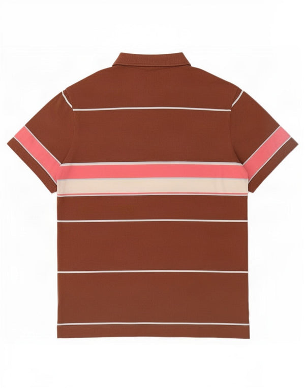 Polo Lacoste para hombre talla 4 algodón a rayas marrón medio