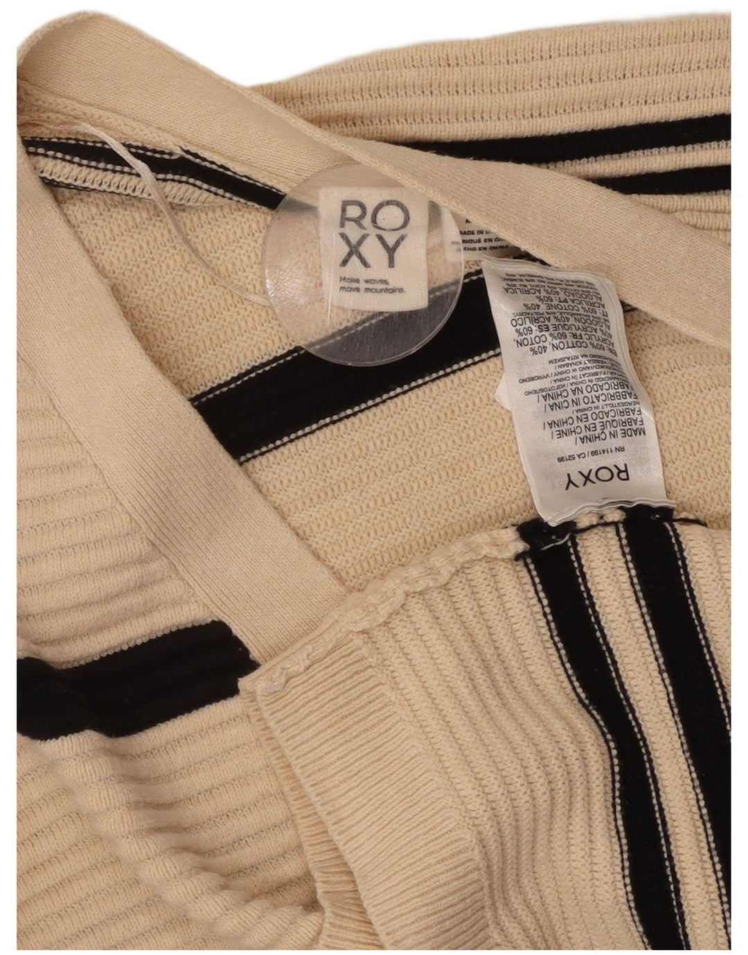 ROXY Suéter tipo cárdigan largo extragrande para mujer UK 10 Small Off White