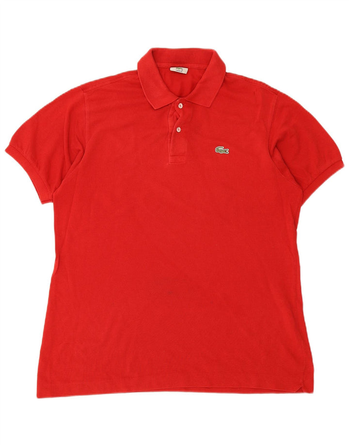 LACOSTE Mens Polo Shirt Size 5 Large Red Cotton