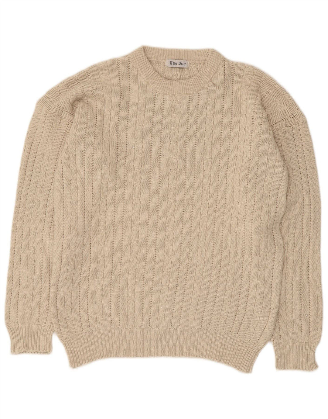 Uno Due - Jersey de cuello redondo para hombre, talla pequeña, algodón beige