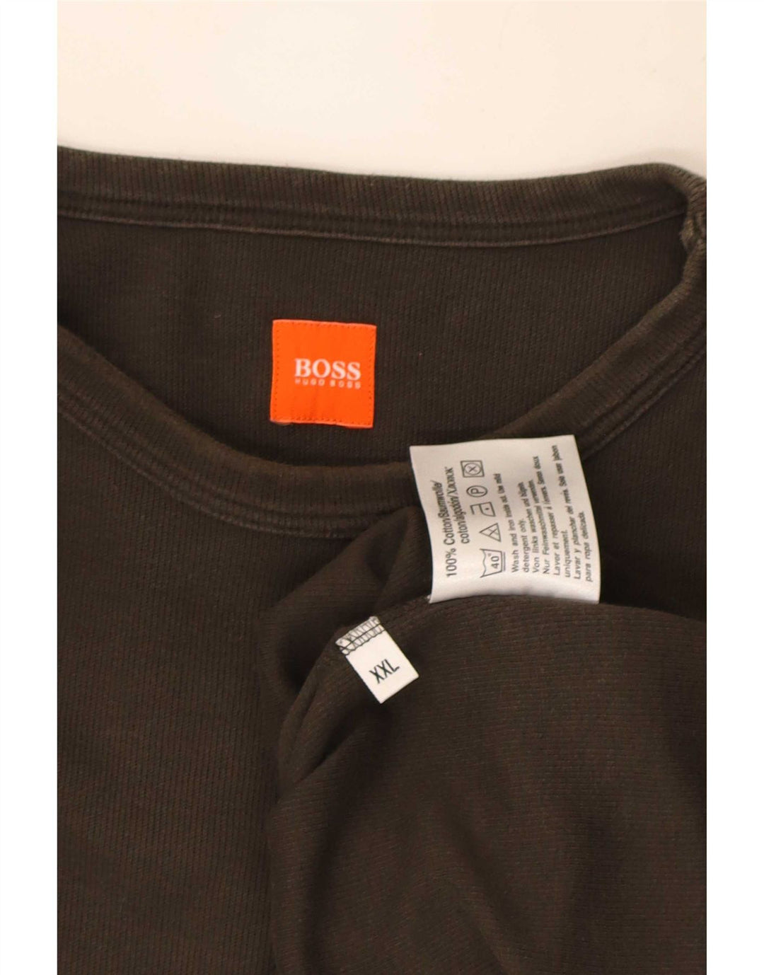 Hugo Boss Hombre Top Manga Larga 2XL Algodón Caqui