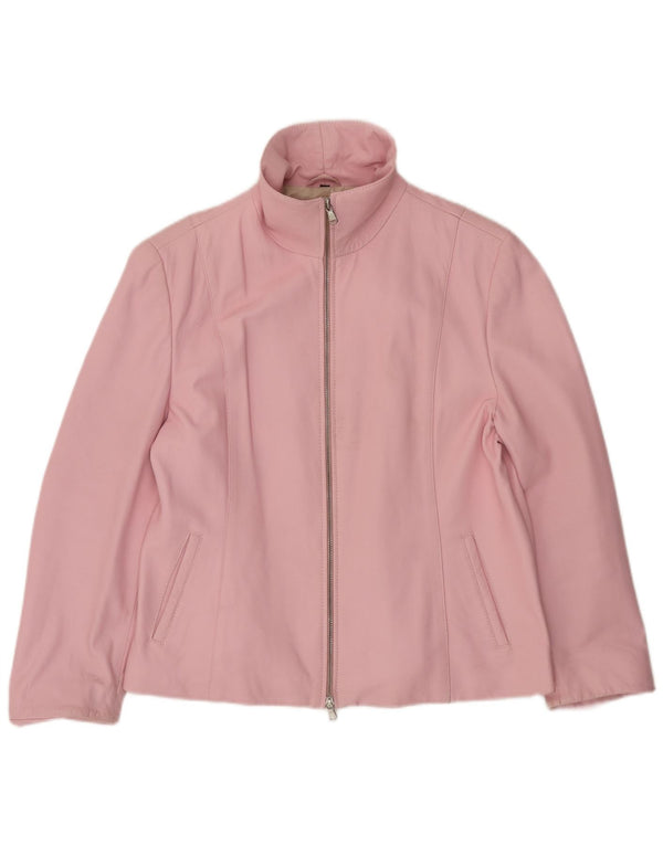 CABRINI Chaqueta de cuero para mujer UK 46 Cuero rosa grande