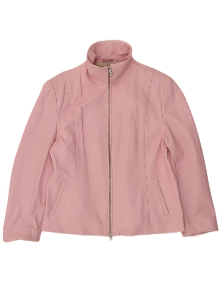 CABRINI Chaqueta de cuero para mujer UK 46 Cuero rosa grande