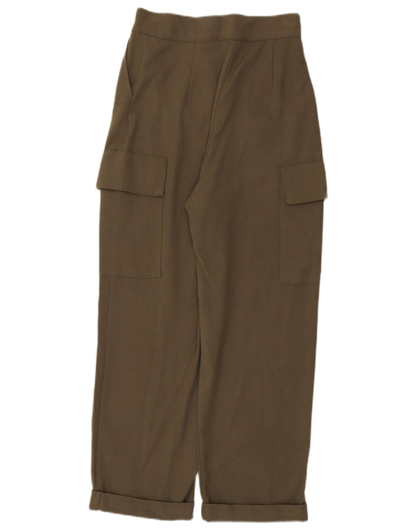 Zara Mujer Pantalones Cargo Holgados De Cintura Alta Mediano W28 L26 Caqui