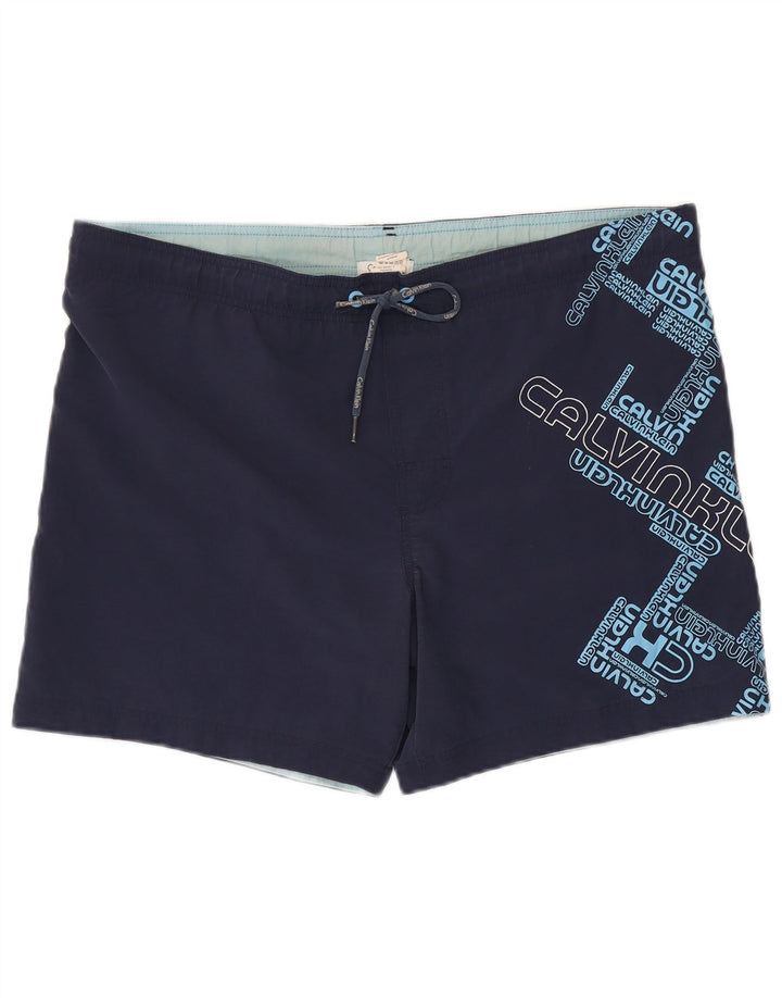 Calvin Klein Shorts De Natación Gráficos Para Hombre Nylon Azul Marino Mediano