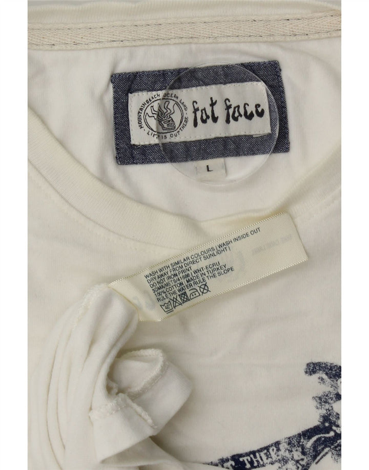 Camiseta gráfica para hombre Fat Face Top grande de algodón blanco