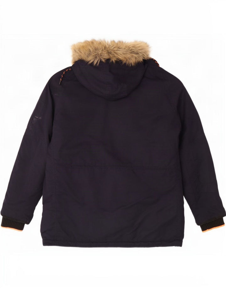 Superdry Parka con capucha para hombre UK 44 2XL Poliéster azul marino