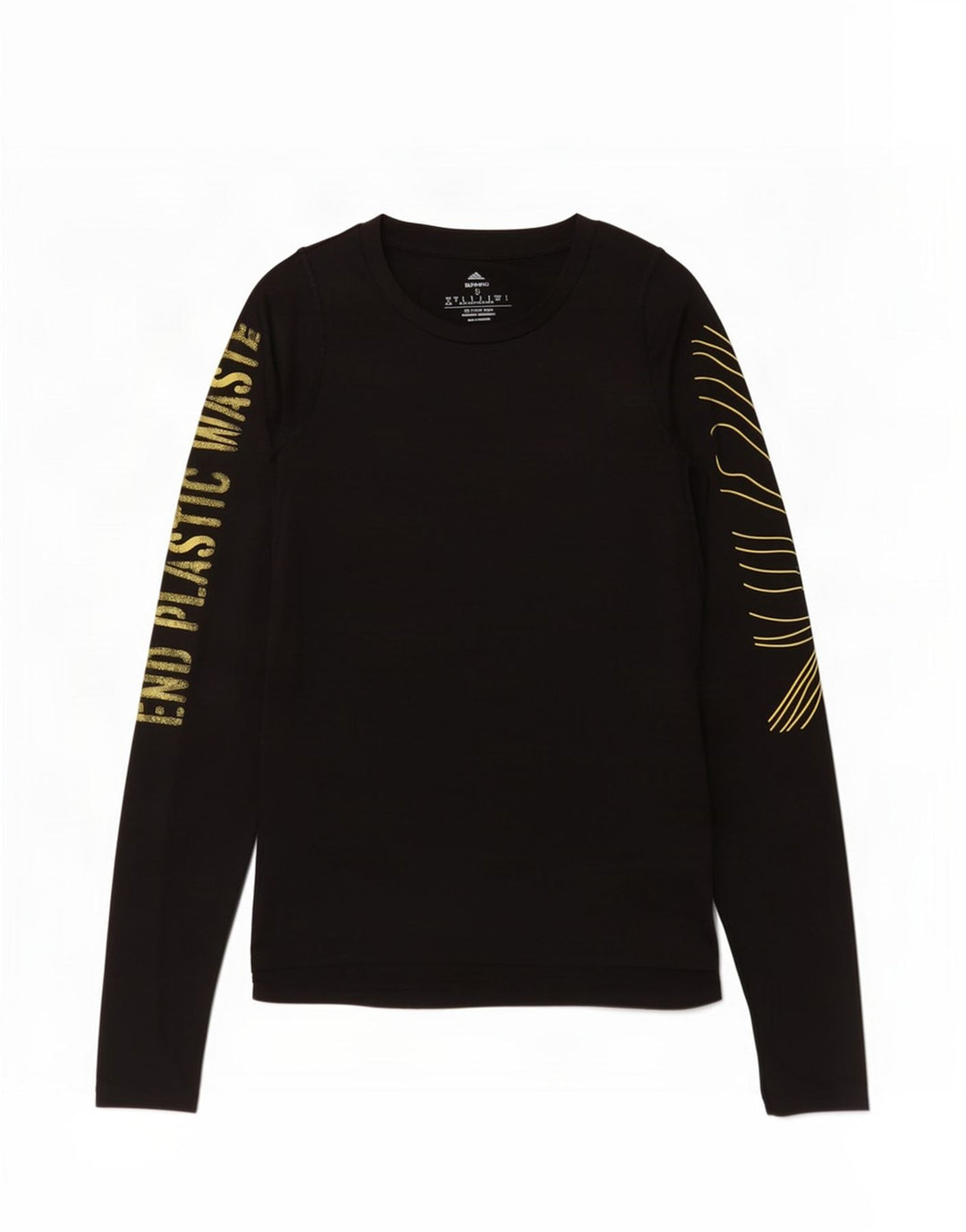 Adidas Mujer Gráfico Top Manga Larga Reino Unido 8/10 Pequeño Negro Poliéster
